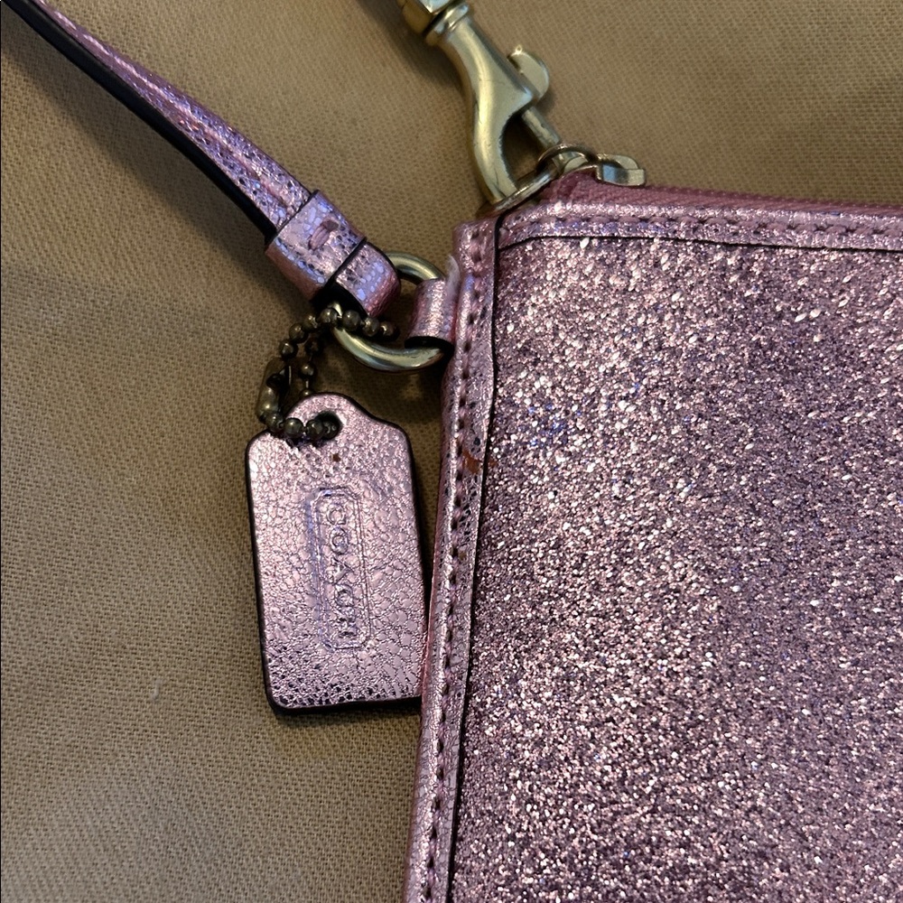 Coach Glittery Pink Wristlet - Picture 2 of 11